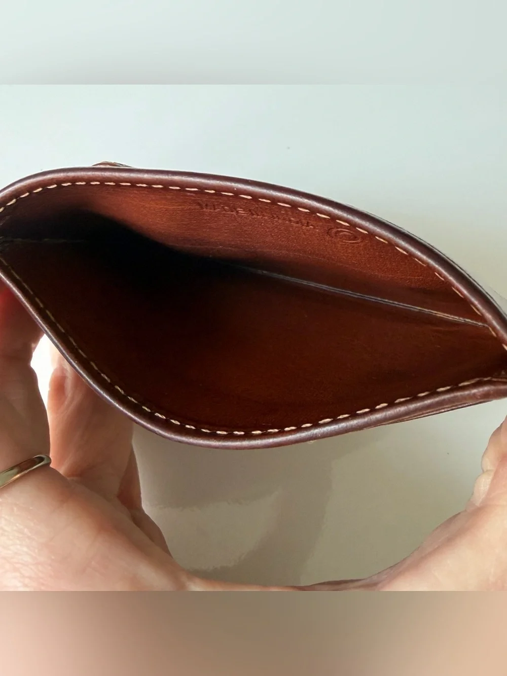 Vintage Coach British Tan Leather Money Clip Card Case Wallet